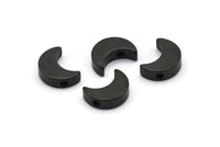 Black Crescent Moons, 12 Oxidized Brass Black Crescent Moon Beads, Charms (8.5x11.5mm) D0021 S541