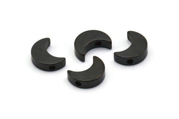 Black Crescent Moons, 12 Oxidized Brass Black Crescent Moon Beads, Charms (8.5x11.5mm) D0021 S541