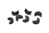 Black Crescent Moons, 12 Oxidized Brass Black Crescent Moon Beads, Charms (8.5x11.5mm) D0021 S541
