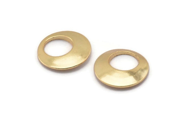 Gold Ear Hoops, 3 Gold Plated Brass Earring Hoops, Geometric Pendants, Charms, Earring Findings (18x2.2mm) Bs 1290 Q0158
