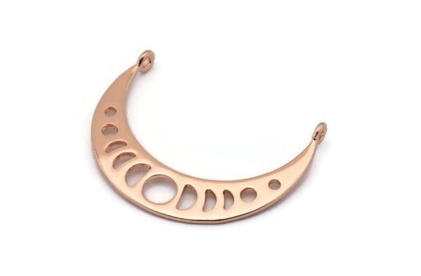 Ay Evreleri Kolye, 2 Halkalı 2 Gül Altın Kaplama Pirinç Hilal Kolye, Küpe Bulguları (35x8x1mm) BS 2067 Q0192