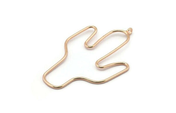 Kaktüs Küpe Telleri, 2 Gül Altın Kaplama Pirinç Kaktüs Küpe Parçası, Mücevher Malzemeleri, Parçalar, Tılsımlar (54x31x1mm) Bs 1701 Q0304