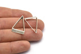 Cut Triangle Connector, 24 Antique Silver Plated Brass Triangle Thick Cut Connectors (17x30x0.45x2mm) D0222 H0641