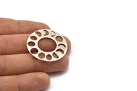 Ay Evreleri Kolye, 2 Antik Gümüş Kaplama Pirinç Daire Kolye, Küpe Bulguları (33x1mm) U121 H0373