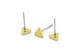 Brass Triangle Earring, 10 Raw Brass Triangle Stud Earrings (5x1.5mm) D863 A1320