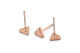 Rose Gold Triangle Earring, 10 Rose Gold Plated Brass Triangle Stud Earrings (5x1.5mm) D863 A1320