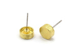 Brass Round Earring, 8 Raw Brass Round Earring Studs (8x3mm) N1405