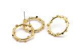 Gold Circle Earring, 2 Gold Plated Brass Circle Stud Earrings (25x2mm) N1699