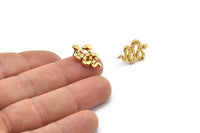 Gold Snake Earring, 2 Gold Plated Brass Snake And Moon Phases Stud Earrings (19x12x2mm) N1611 H0975