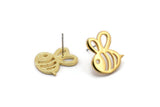 Gold Bee Earring, 2 Gold Plated Brass Bee Stud Earrings (17x15x1.2mm) N1745