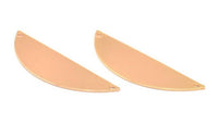 Half Round Wide Pendant, 2 Rose Gold Plated Brass Semi Circle Blanks (51x15x0.8mm) A0740 Q0287
