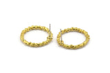 Brass Circle Earring, 2 Raw Brass Circle Stud Earrings (24x2mm) N1701