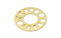 Moon Phases Pendant, 1 Gold Plated Brass Circle Pendants, Earring Findings (33x1mm) U121 Q0334