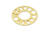 Moon Phases Pendant, 1 Gold Plated Brass Circle Pendants, Earring Findings (33x1mm) U121 Q0334