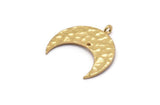 Hammered Crescent Pendant, 2 Gold Plated Brass Hammered Crescent Pendants With 1 Loop and 1 Hole (25x10x1mm) U146 Q0358