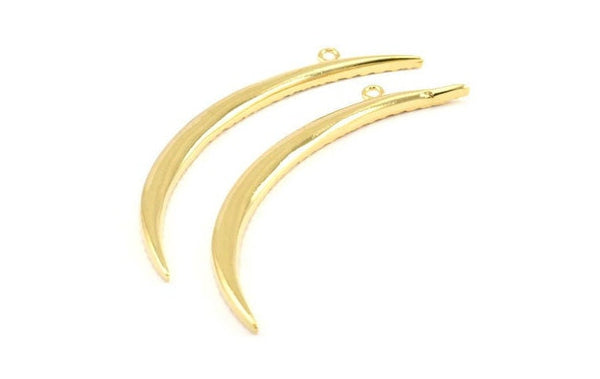 Hilal Kolye Bulma, 1 Altın Kaplama Pirinç Dokulu Geniş Hilal Kolye Ucu, 1 Döngü, Tılsımlar (68x4,8x2,7 mm) N0172 Q0403