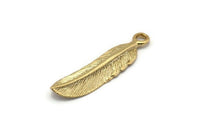 Gold Feather Pendant , 3 Gold Plated Feather Charms, Necklace Findings (33x8.5mm) N0418