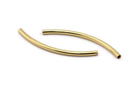 Long Curved Tube Beads, 6 Gold Plated Brass Curved Tubes (3x60mm) Bs 1409 Q0411