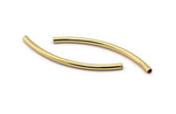 Long Curved Tube Beads, 6 Gold Plated Brass Curved Tubes (3x60mm) Bs 1409 Q0411
