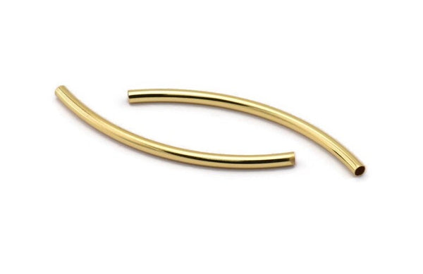 Long Curved Tube Beads, 6 Gold Plated Brass Curved Tubes (3x60mm) Bs 1409 Q0411