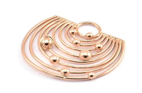 Rose Gold Solar System, 1 Rose Gold Plated Brass Solar System Pendant With 1 Loop, Earring Findings (43x46x1.5mm) U145 Q0428