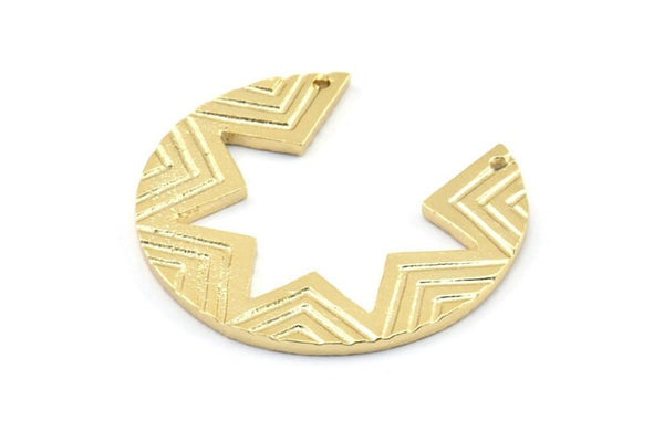 Altın Hilal Kolye, 2 Delikli 1 Altın Kaplama Pirinç Hilal Etnik Kolye, Bulgular, Tılsımlar (30x1,4 mm) U118 Q0430
