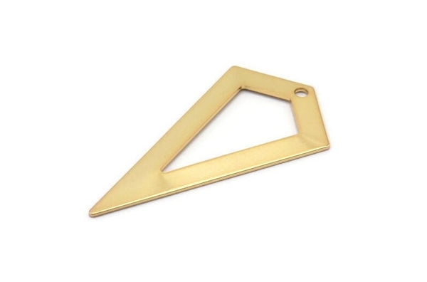 Gold Triangle Pendant, 2 Gold Plated Brass Triangle Pendants With 1 Hole, Charms, Earrings (38x20x0.8mm) U149 Q0470
