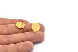 Gold Hexagon Earring, 4 Gold Plated Brass Hexagon Stud Earrings (12.5x1mm) A0959 A1669