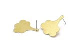 Brass Leaf Earring, 4 Textured Raw Brass Leaf Stud Earrings (25x21x0.80mm) M03273 A2595