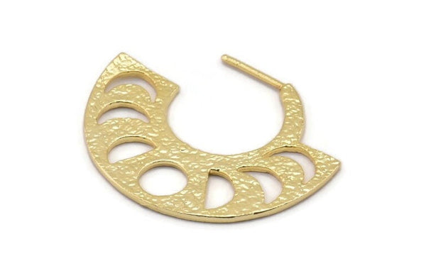 Ay Evreleri Küpe, 2 Altın Kaplama Pirinç Yarım Daire Küpe, Küpe Bulguları (38x30x1,2 mm) BS 2069 Q0545