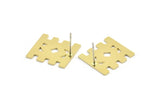 Earring Studs, 8 Raw Brass - Ethnic Motif Shaped Stud Earrings - Brass Earrings - Earrings (18x16x0.80mm) A2806