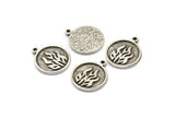 Silver Element Charm, 2 Antique Silver Plated Brass Fire Element Symbol Charms With 1 Loop (17x14x1.5mm) N2027
