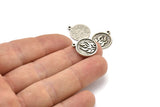 Silver Element Charm, 2 Antique Silver Plated Brass Fire Element Symbol Charms With 1 Loop (17x14x1.5mm) N2027