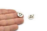 Silver Element Charm, 2 Antique Silver Plated Brass Water Element Symbol Charms With 1 Loop (17x14x1.5mm) N2023