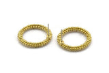 Brass Circle Earring, 2 Raw Brass Circle Stud Earrings (25x4mm) N1697