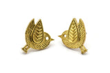 Brass Bird Earring, 2 Raw Brass Bird Stud Earrings (19x16x1.5mm) N1715