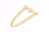 Altın Oval Kolye, 2 Halkalı 2 Altın Kaplama Pirinç Çekiçlenmiş Oval Kolye, Kolye Parçaları (39x23x1,5 mm) BS 1871 Q0584