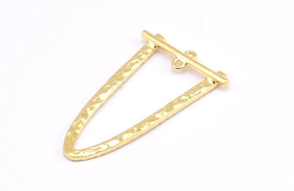 Altın Oval Kolye, 2 Halkalı 2 Altın Kaplama Pirinç Çekiçlenmiş Oval Kolye, Kolye Parçaları (39x23x1,5 mm) BS 1871 Q0584