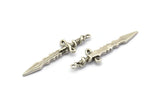 Silver Sword Charm, 2 Antique Silver Plated Brass Sword Charms With 1 Loop, Snake Sword (49x14mm) N1694