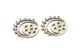 Silver Star Charm, Antique Silver Plated Brass Star Charm With 1 Loop (32x30x1.2mm) N1710