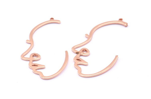 Gül Altın Yüzlü Charm, 1 Halkalı 4 Gül Altın Kaplama Pirinç Yüzlü Charm, Kolye Uçları, Küpeler, Bulgular (43x23x1mm) D0625 Q0737
