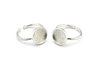 Silver Ring Settings, 925 Silver Round Shaped Ring With 1 Stone Setting - Pad Size 9mm N1766