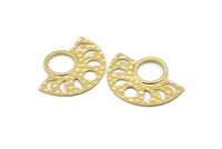 Moon Phases Pendant, 2 Gold Plated Brass Semi Circle Pendants, Earring Findings (39x30x1.5x1mm) U091 Q0372