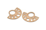 Moon Phases Pendant, 2 Rose Gold Plated Brass Semi Circle Pendants, Earring Findings (39x30x1.5x1mm) U091 Q0372