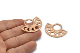 Moon Phases Pendant, 2 Rose Gold Plated Brass Semi Circle Pendants, Earring Findings (39x30x1.5x1mm) U091 Q0372