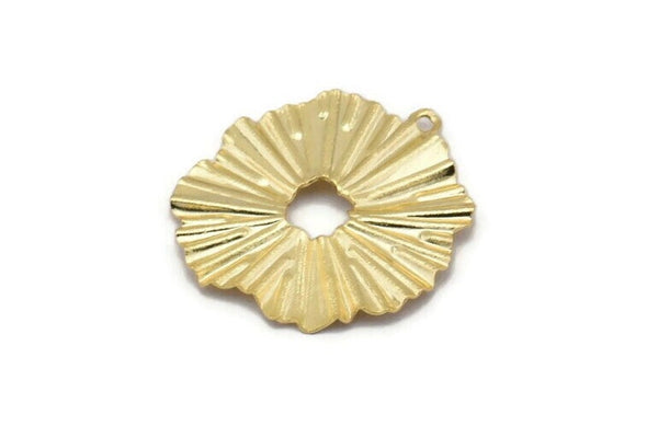 Gold Sun Charm, 4 Gold Plated Brass Sun Charms With 1 Loop, Findings, Earrings (25x23mm) D1235 Q0859