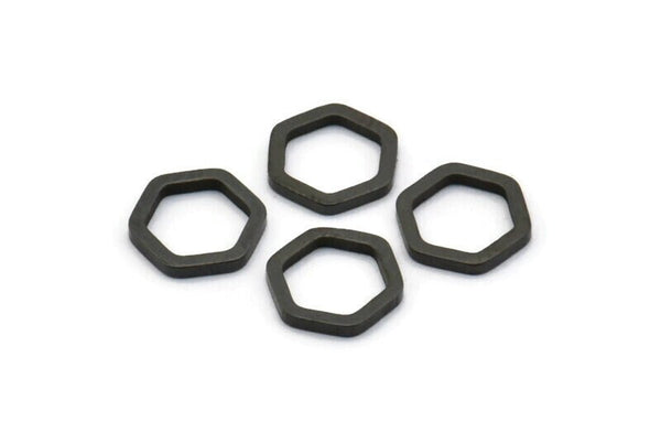 Siyah Altıgen Tılsım, 50 Oksitlenmiş Siyah Pirinç Altıgen Yüzük Tılsımı (8x1mm) BS 1219 S175