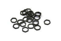 Siyah Altıgen Tılsım, 50 Oksitlenmiş Siyah Pirinç Altıgen Yüzük Tılsımı (8x1mm) BS 1219 S175