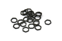 Siyah Altıgen Tılsım, 50 Oksitlenmiş Siyah Pirinç Altıgen Yüzük Tılsımı (8x1mm) BS 1219 S175