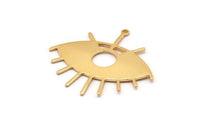 Gold Eye Charm, Gold Plated Brass Eye Charms With 1 Loop, Pendants, Earrings (43x39x1mm) D1176 Q0884